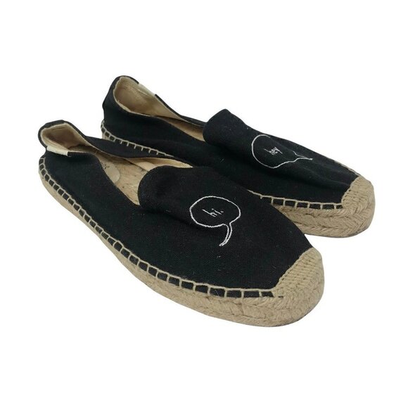 Soludos Womens Hi And Hey Espadrille Flat Shoes Black Beige Slip On Round Toe 10 - Picture 1 of 9